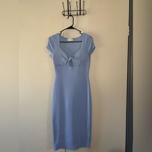 Elegant Blue Ribbed Dress